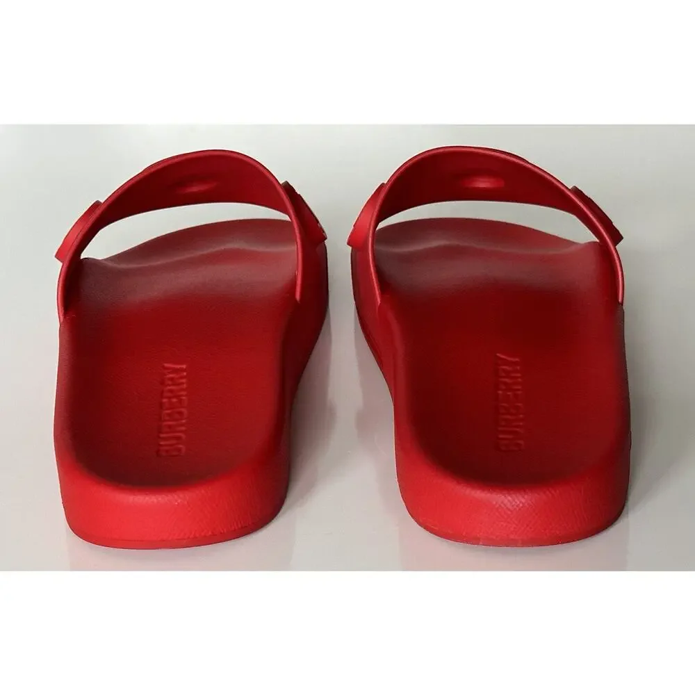 NIB $420 Burberry Eyelet Men’s Furley Bright Red Slide Sandals 9 US (42) 8053156